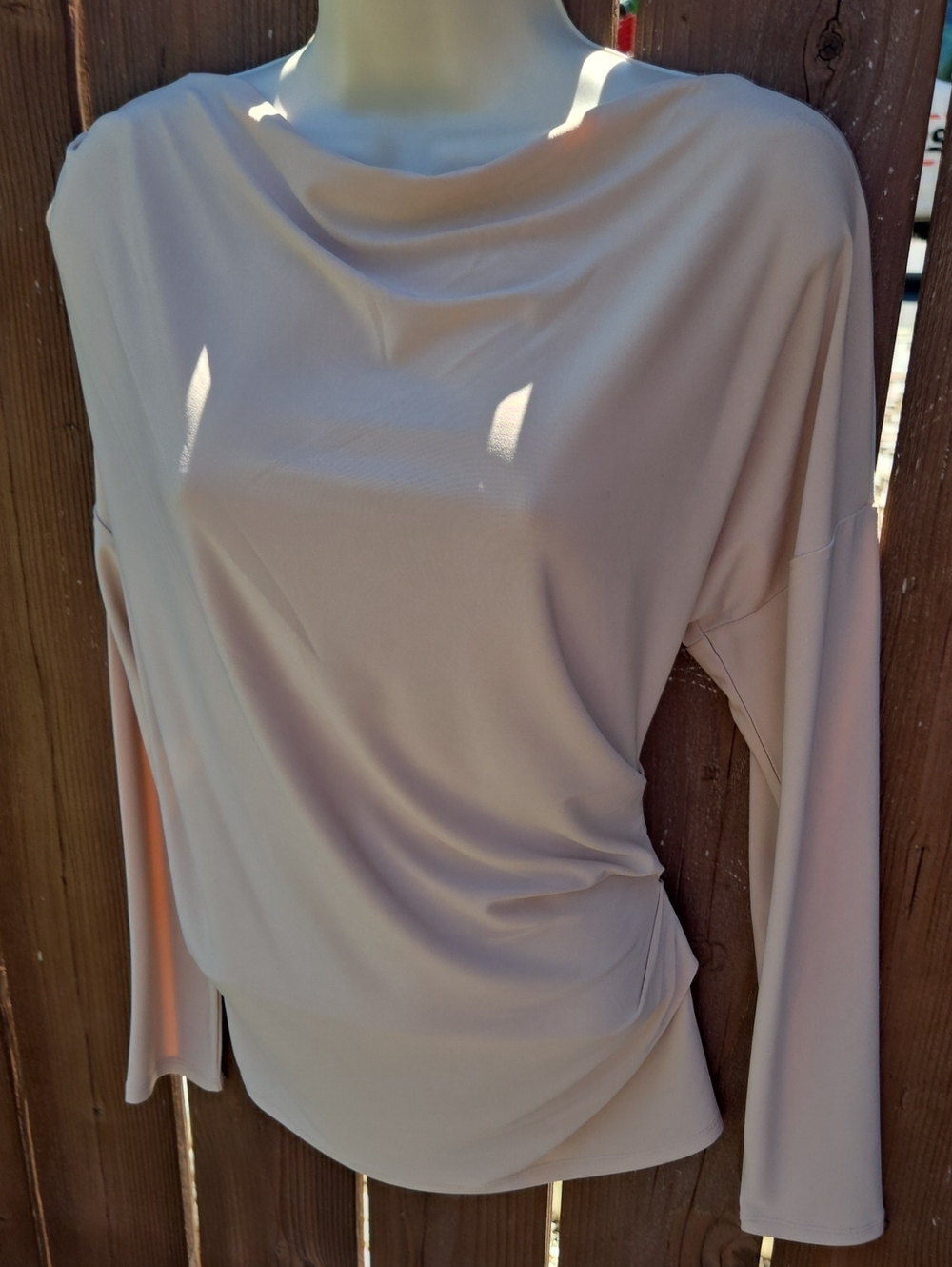 Express Draped Long-Sleeve Top - Oatmeal